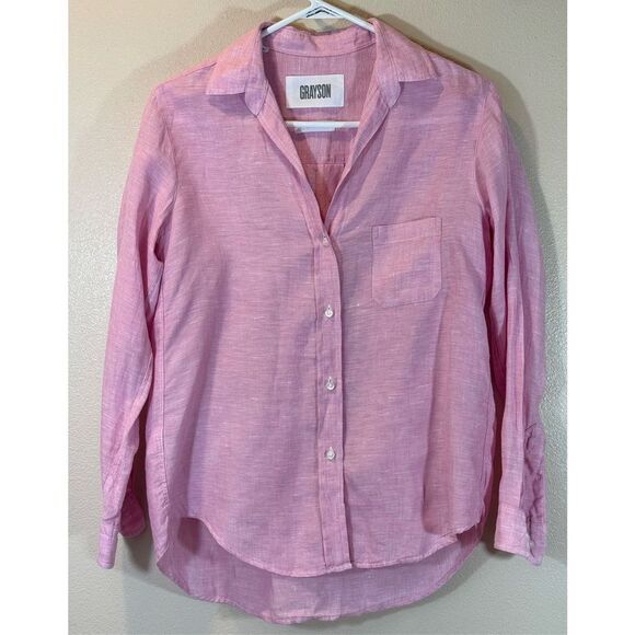 Grayson “The Hero” 100% Linen Button Down Collared Shirt Women’s Size XS - Picture 1 of 9